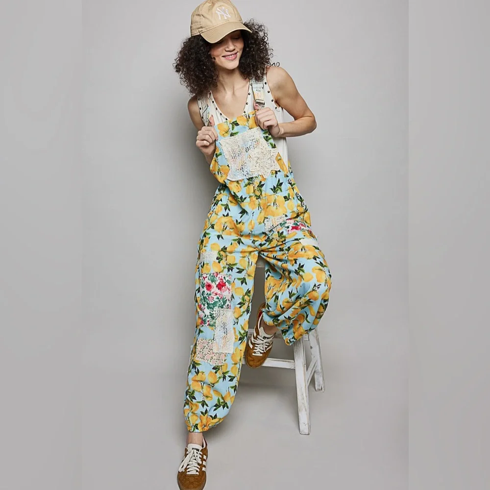 POL Summer/Spring Collection Laced Patchwork Overalls Detailing - Picture 3 of 6